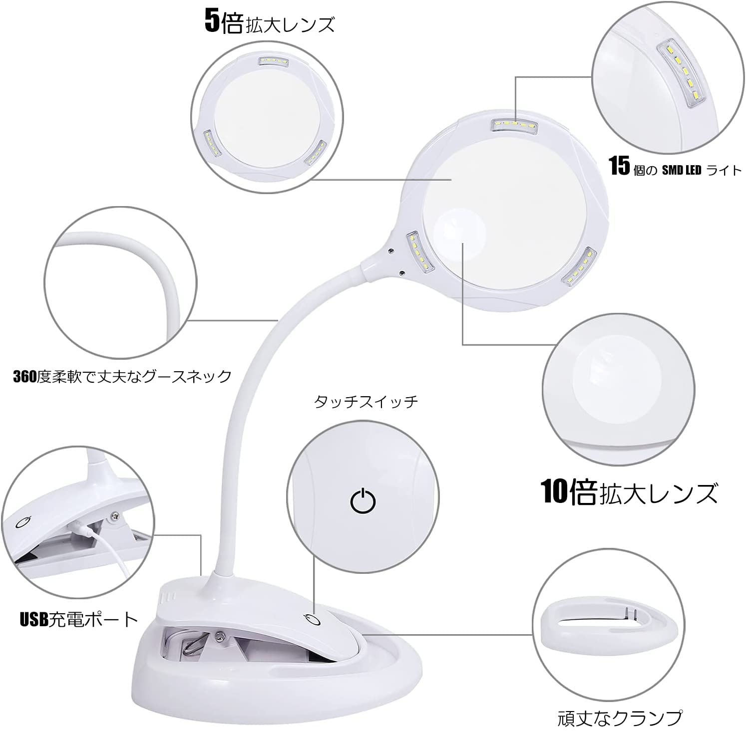 Amazon.co.jp: 【1台2役】QaaJaa 拡大鏡 スタンド ライト付き led