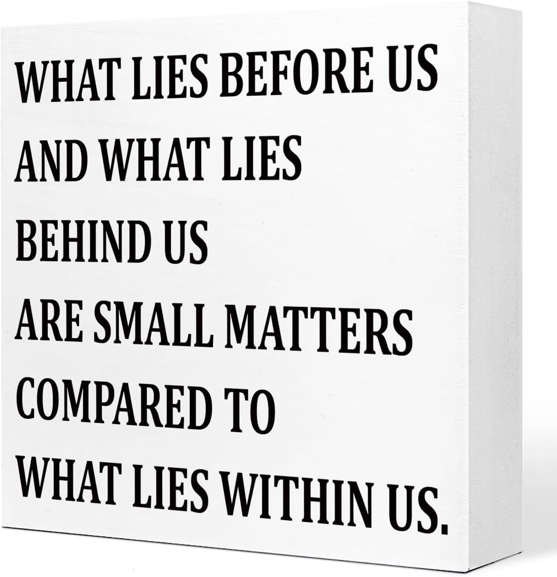 Inspirational Box Sign 5x5 Inch Rustic White Black Quote Decor