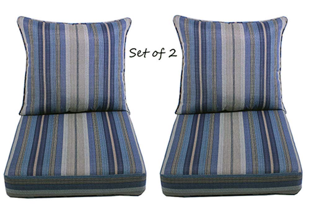 Comfort Classics Inc. Outdoor Blue Stripe Seat Patio Chair Cushion