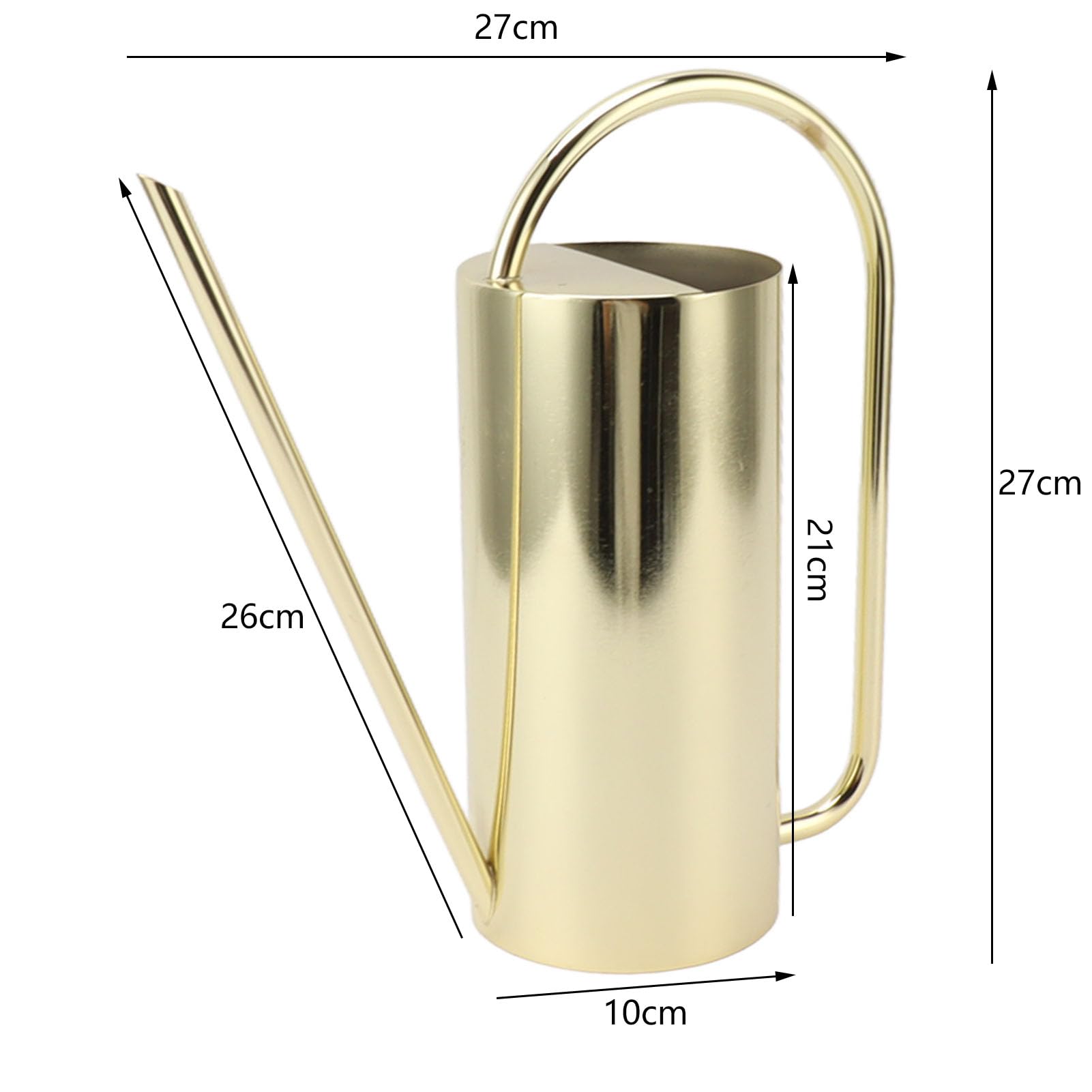 Konewka ze stali nierdzewnej o pojemności 1500 ml, doniczka ogrodowa z długą wylewką do pielęgnacji roślin w pomieszczeniach i na zewnątrz (Złoto)