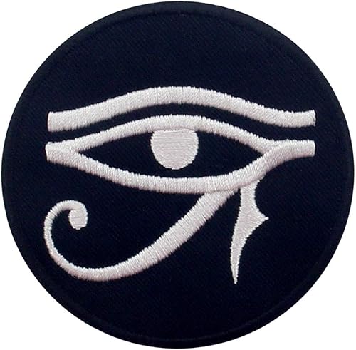 Miniatura 6 de Parche bordado Eye of Horus Wedjat con apliques para coser en emblema, rojo y negro
