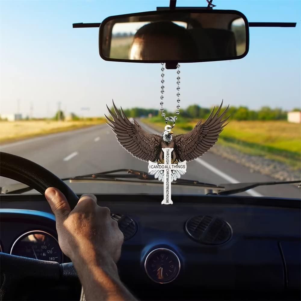 Eagle Automotive Interior Rearview Mirrors Charm,Car Hanging Ornament Get in Sit Down Shut Up Pendant Automotive Mirror Ornament,Home Car Interior Decoration Christmas Hanging Decor