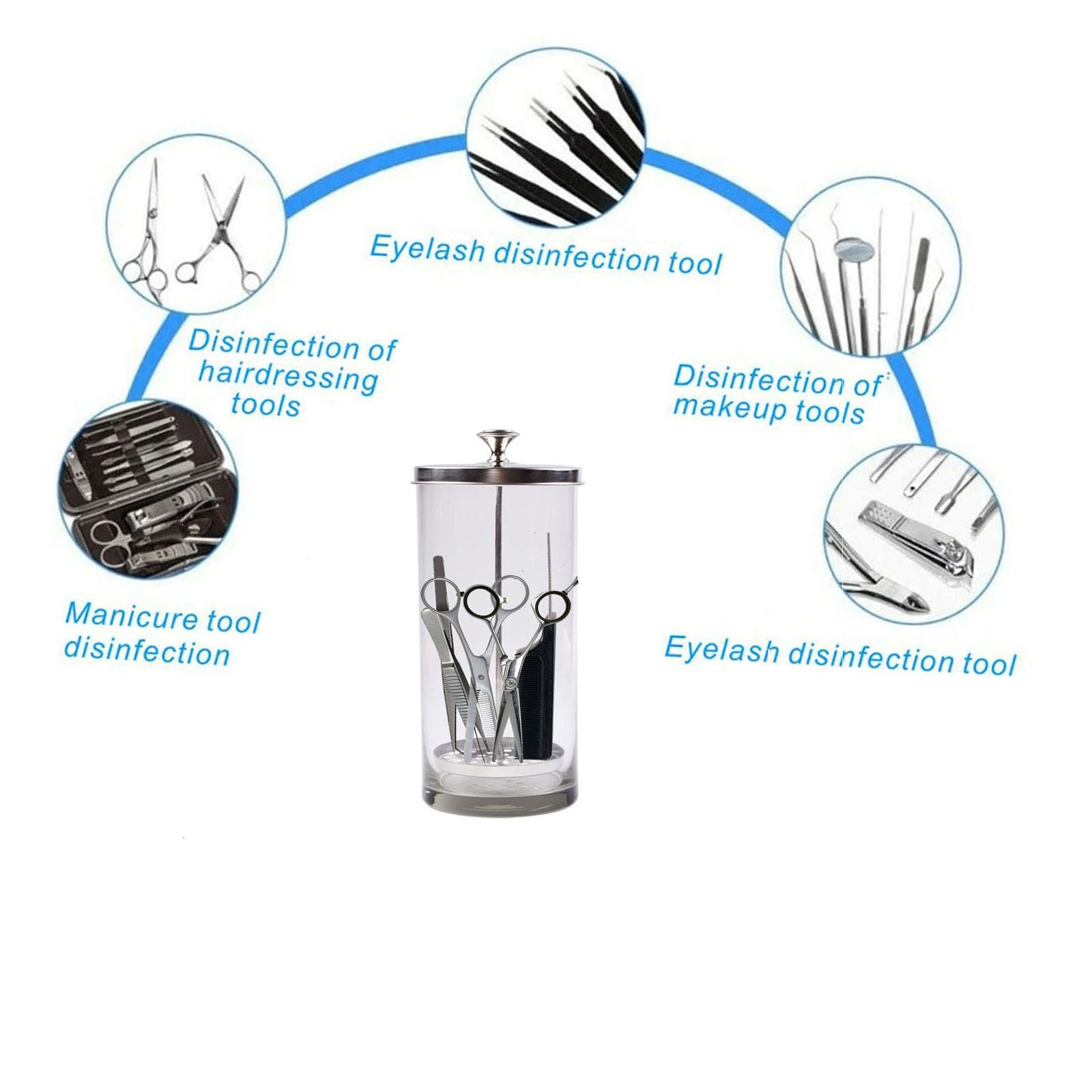 Friseurglas, 600 ml, Glas-Sterilisator, Friseur-Reinigungsglas mit abnehmbarem Korb, Desinfektionsbehälter zum Sterilisieren von Nagelwerkzeugen, Friseurbedarf, Friseursalon (600 ml)