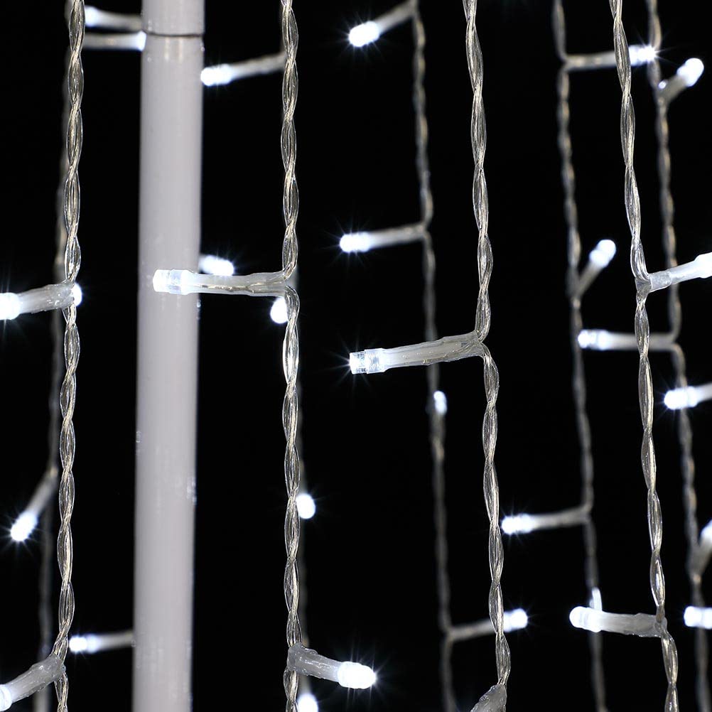 Bakaji Albero di Natale Luminoso Altezza 224cm con 592 Luci Controller 8 Giochi di Luce Struttura in Metallo Base 80cm Puntale a Stella Decorazioni Natalizie Interno Esterno IP44 (Cold White)