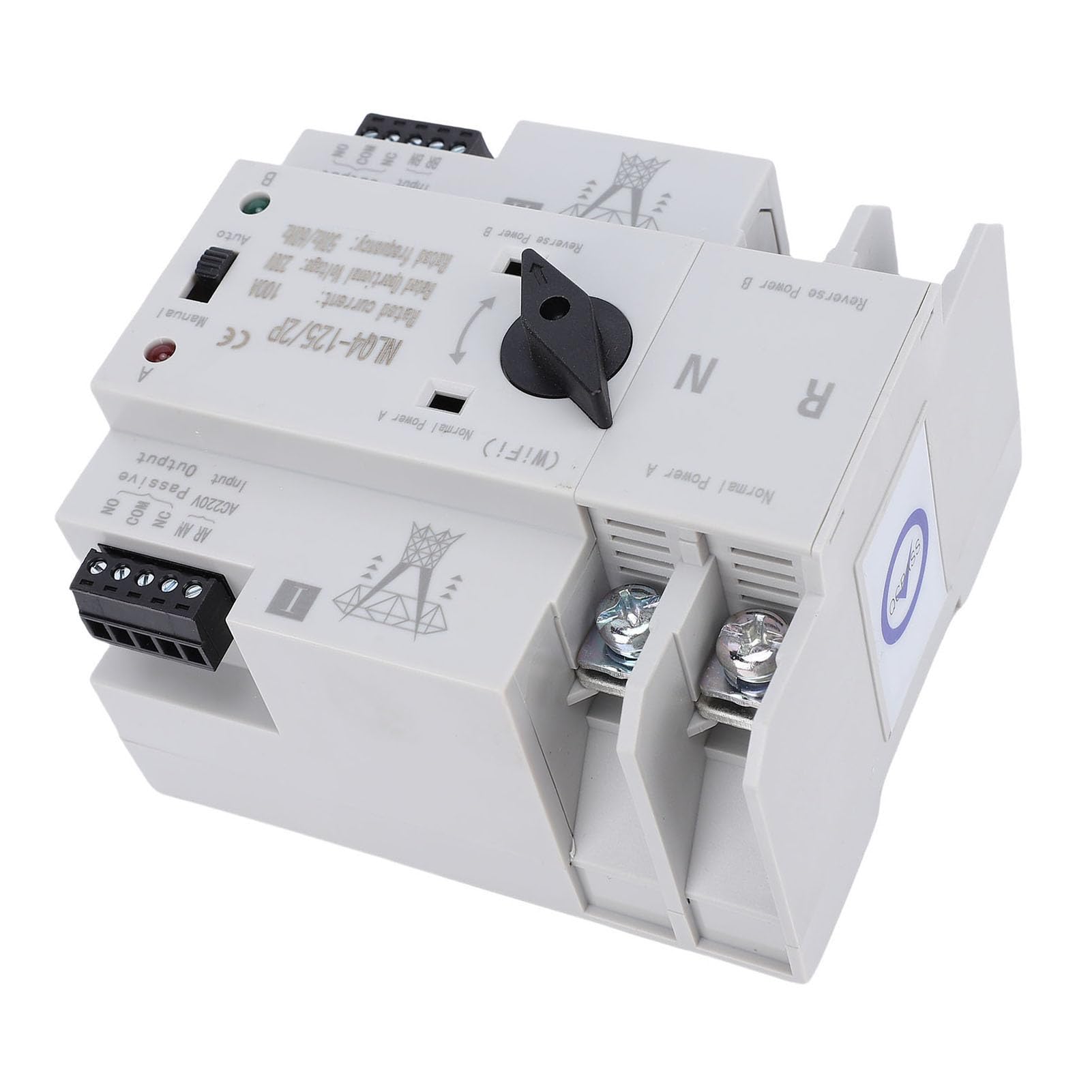 Aramox Interruptor de Transferencia Automática de Doble Potencia 2P 100A con Control WIFI PC Material Ignífugo para el Hogar Fábrica Laboratorio Fuente de Alimentación de Respaldo Instantáneo