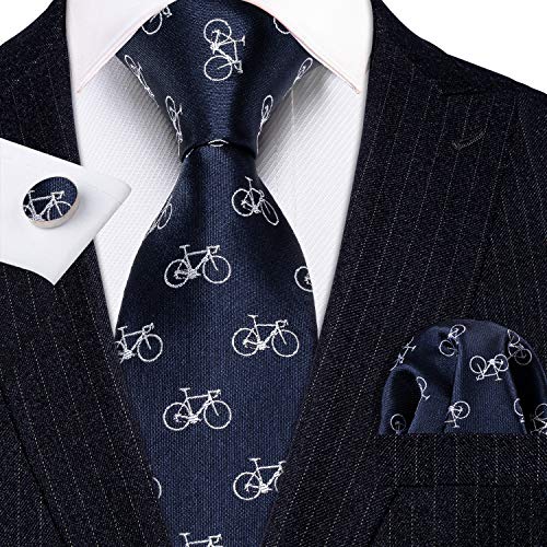 Image of Barry.Wang Fun Animal Ties for Men Designer Handkerchief Cufflink WOVEN Casual Necktie Set Festival