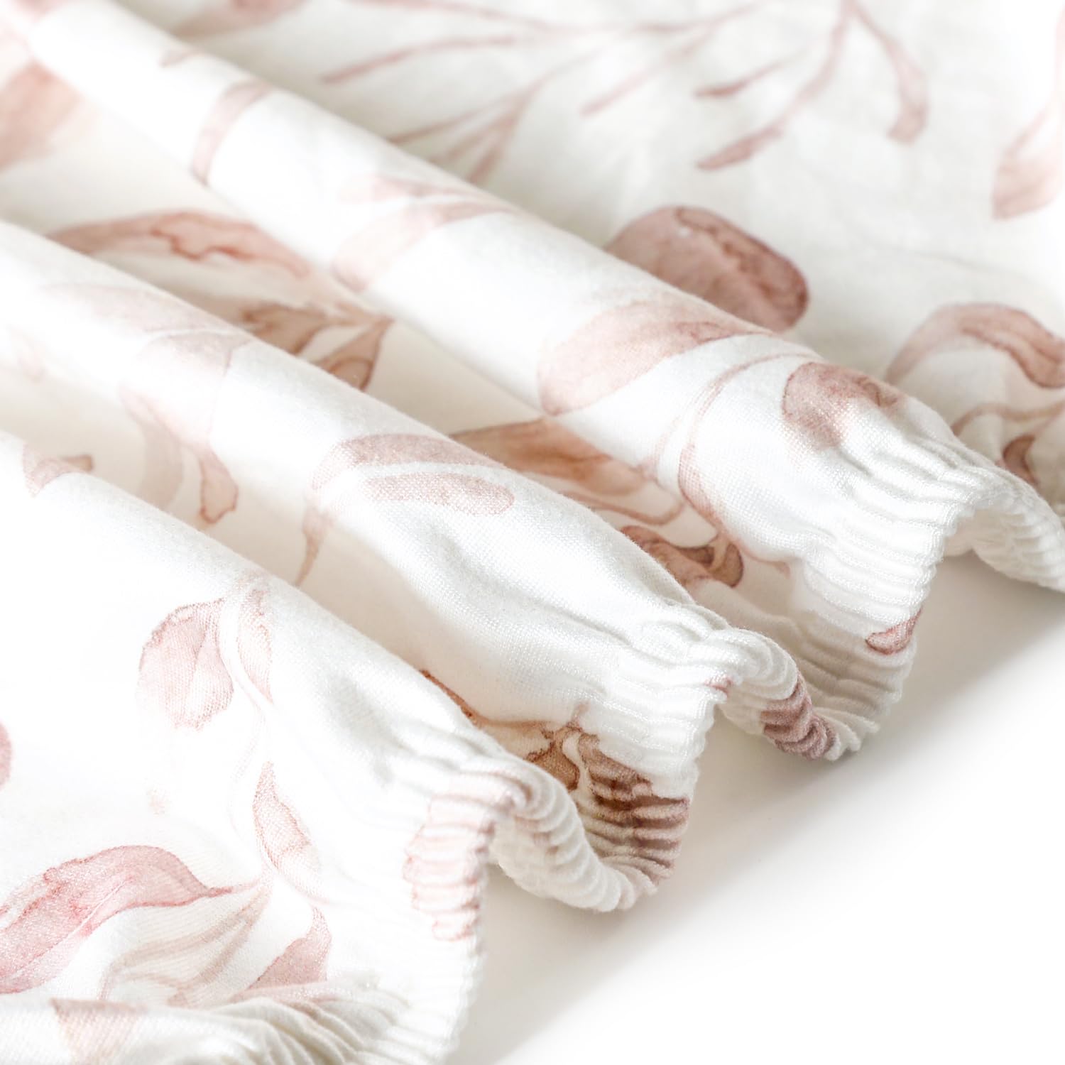 Spannbettlaken, dehnbar, ultraweich, Jersey, 3er-Pack, tragbar, Mini-Kinderbettlaken für Mädchen, universelle Passform, für Pack N Plays, sicher und kuschelig, schönes Blush Pink, Blumenmuster und