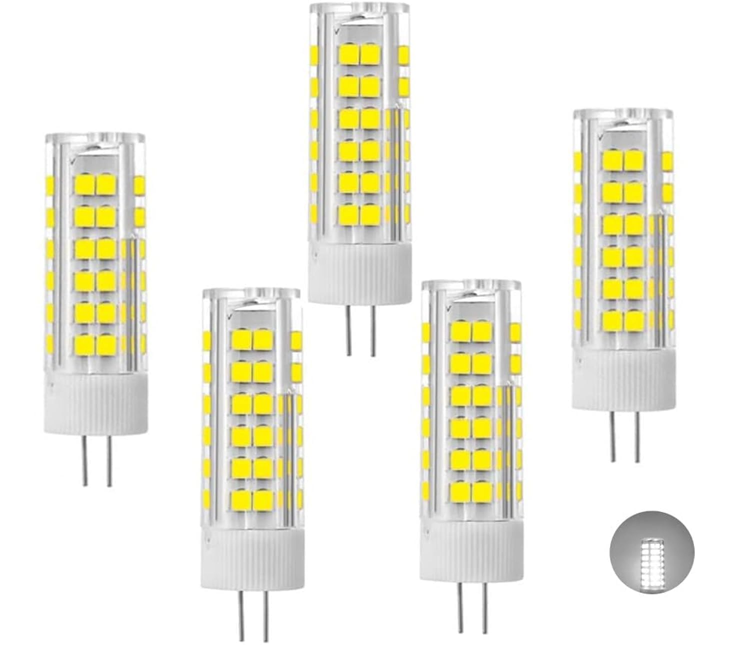 Zellux 5 Pack G4 7W Cool White 6000K LED Capsule Bulbs, Not Dimmable Bi Pin Base G4 Energy Saving Lamp for Home AC 220-240V,1 Year Warranty