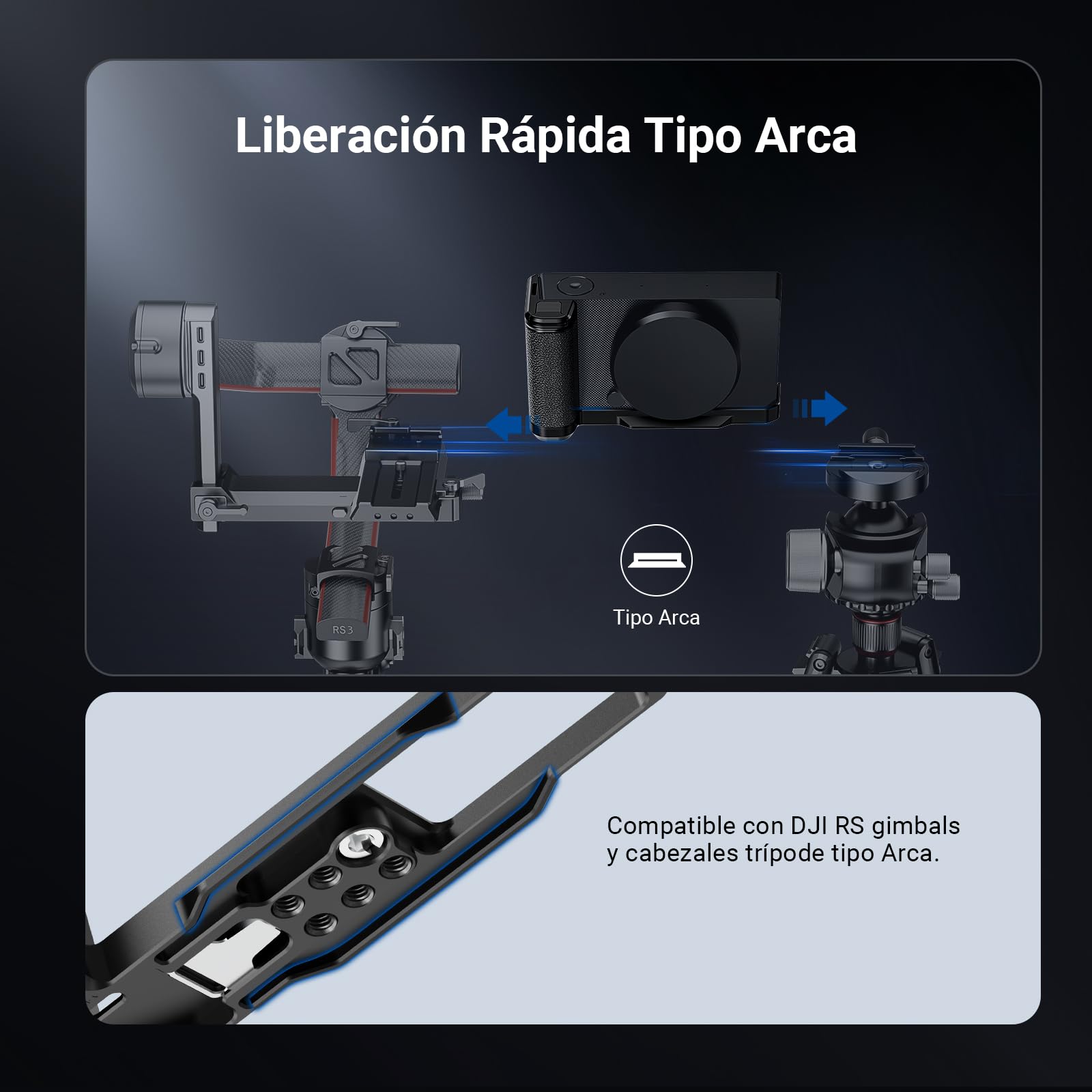 NEEWER L Bracket Compatible con Sigma BF, Placa Base Tipo Arca, Estabilizador de Cámara con Empuñadura, 1/4" Rosca y Cold Shoe para Video Vlog Streaming y Accesorios de Fotografía, CA170 (Negro)