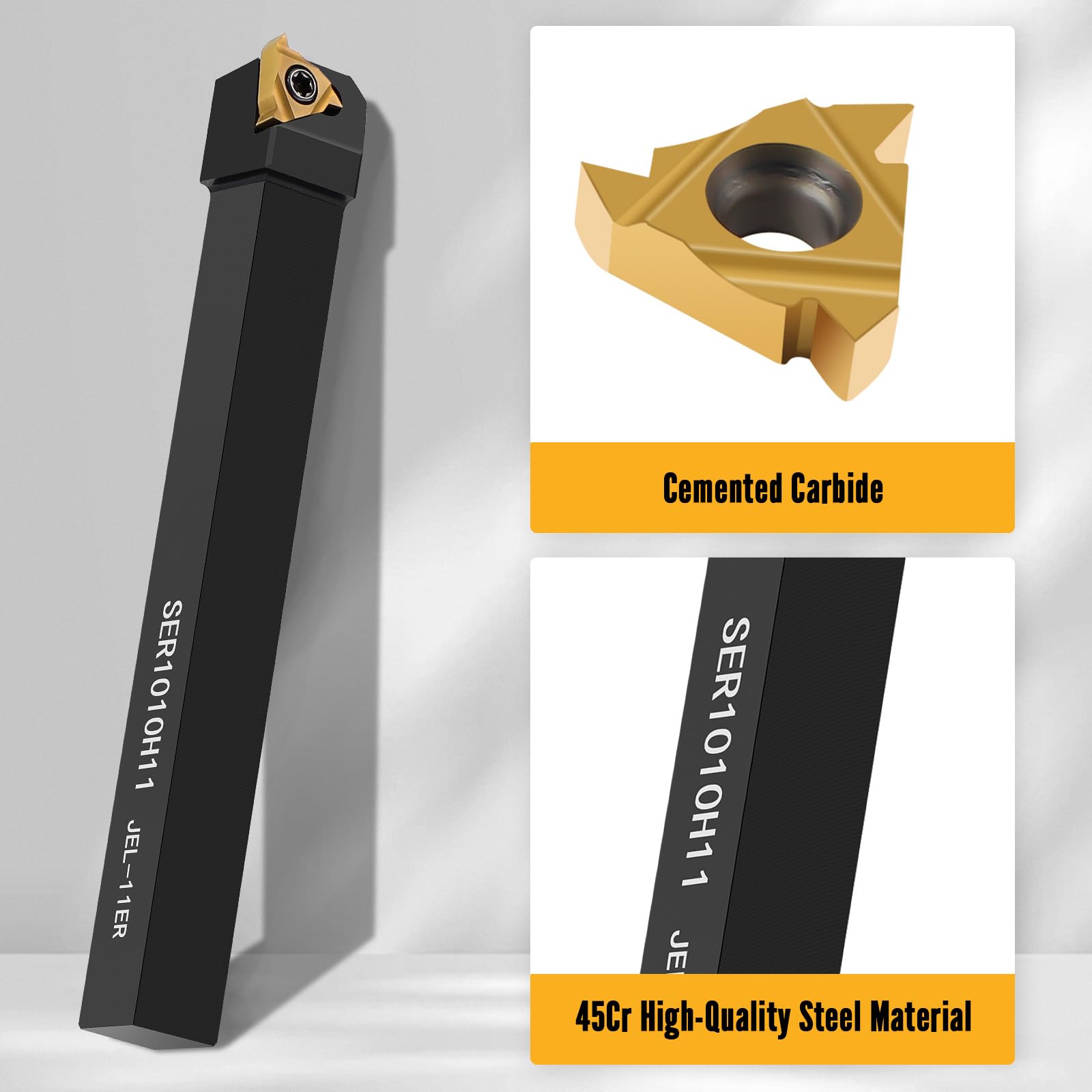 SWAWIS 21 Piezas 10mm Herramientas de Torneado Indexables Kit, Herramientas de Torno Set con Inserto de Metal Duro para Rectificado de Corte Acabado de Superficie de la Pieza