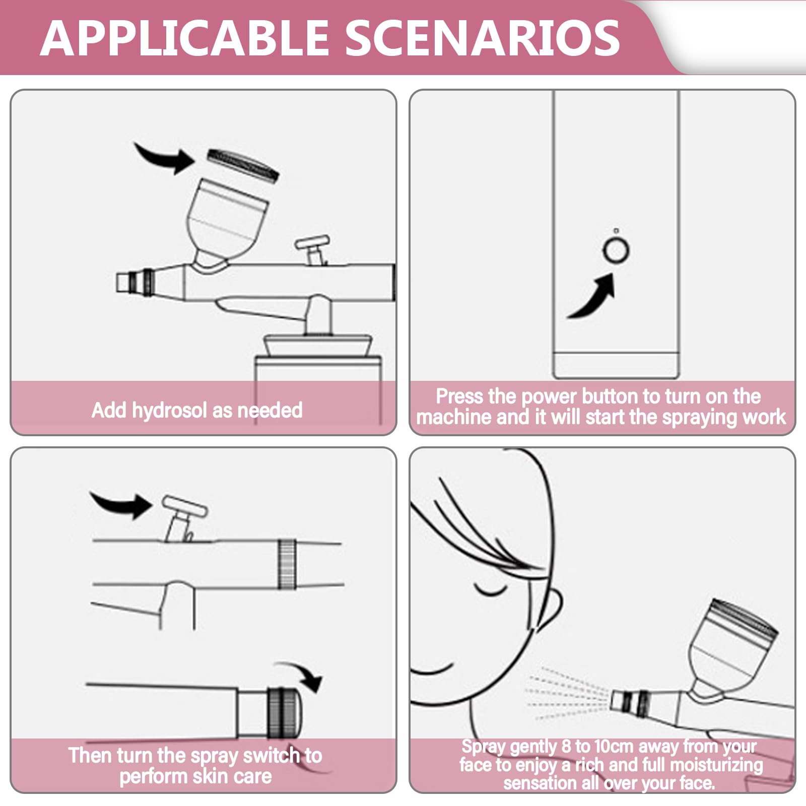 Juego de aerógrafo con compresor, sin obstrucciones, juego de aerógrafo de alta presión con boquilla, juego de cepillos de limpieza, pistola de aerógrafo multifuncional para diseño de uñas, maquillaje