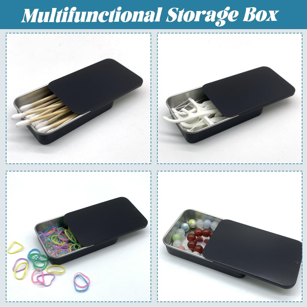 SwirlColor Bawełniany uchwyt podróżny Swab, 2 szt. Przenośny duży bawełniany uchwyt na bud puste pudełko metalowe pudełko ze zsuwaną górą do bawełny toothpicks krawaty do włosów z etykietami blan