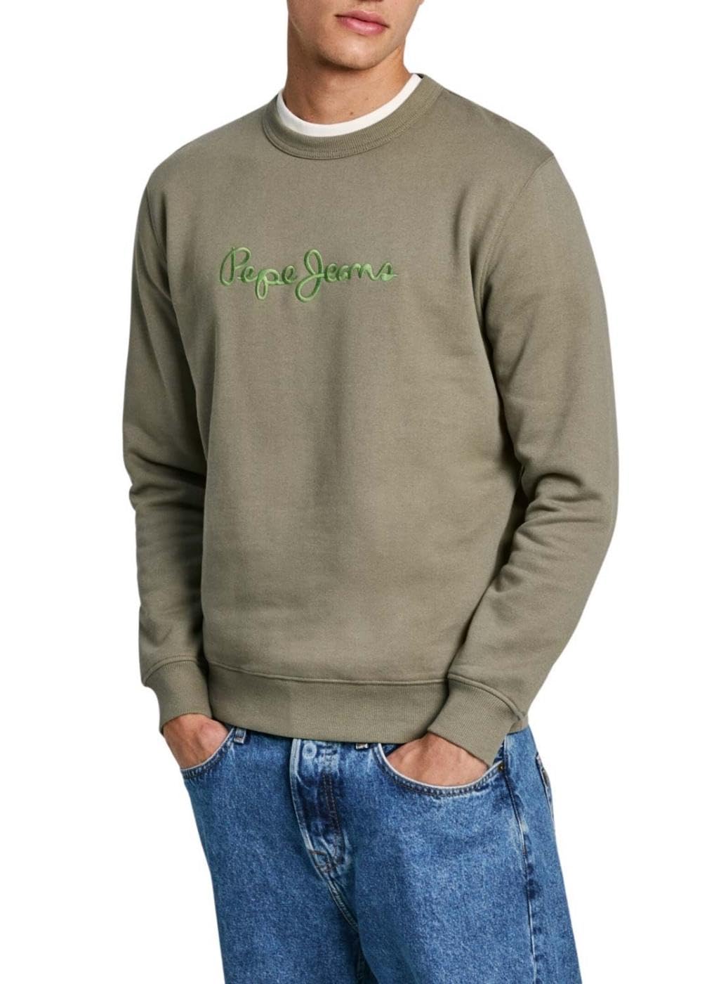 Pepe Jeans Men's New Joe Crew, Sweatshirt, Green, M
