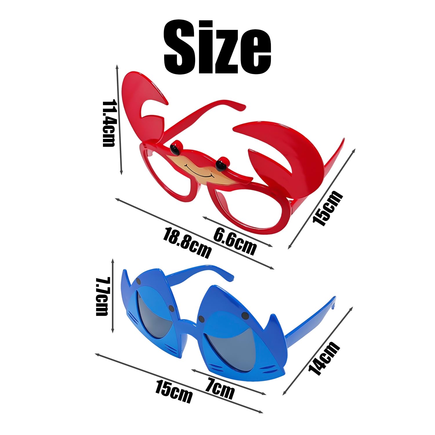 MXGHWG 2 Pieces Of Glasses, Crab And Shark Pattern Fun Glasses, Hawaiian Novelty Style Sunglasses - Image 2