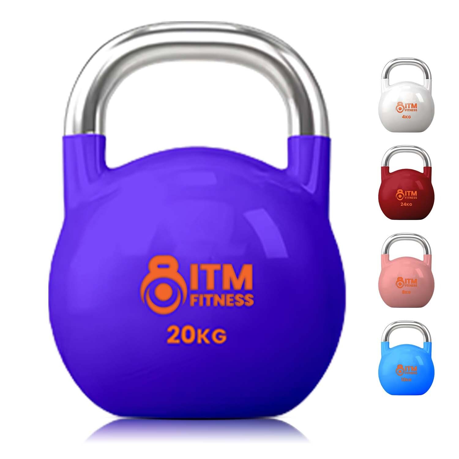 Kettlebell da competizione di alta qualità, attrezzatura per allenamento con i pesi, rivestimento in gomma, manici ergonomici, ideale per sollevamento pesi e palestra domestica (da 4 kg a