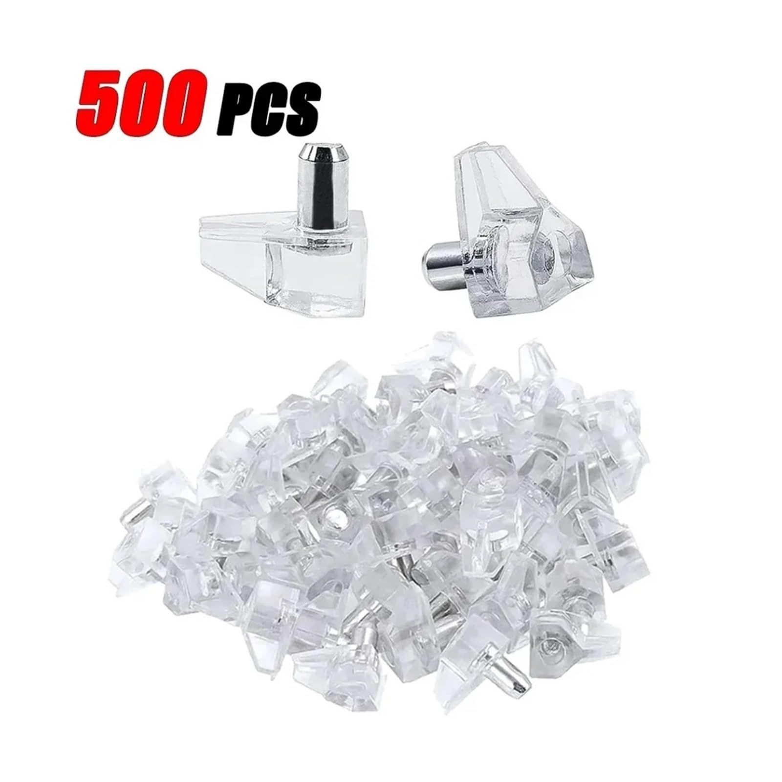 Clavijas transparentes for estante, separador de soporte Metal, estantes fijos for guardarropa, for placa vidrio, 500/200/50/10 Uds(500PCS)