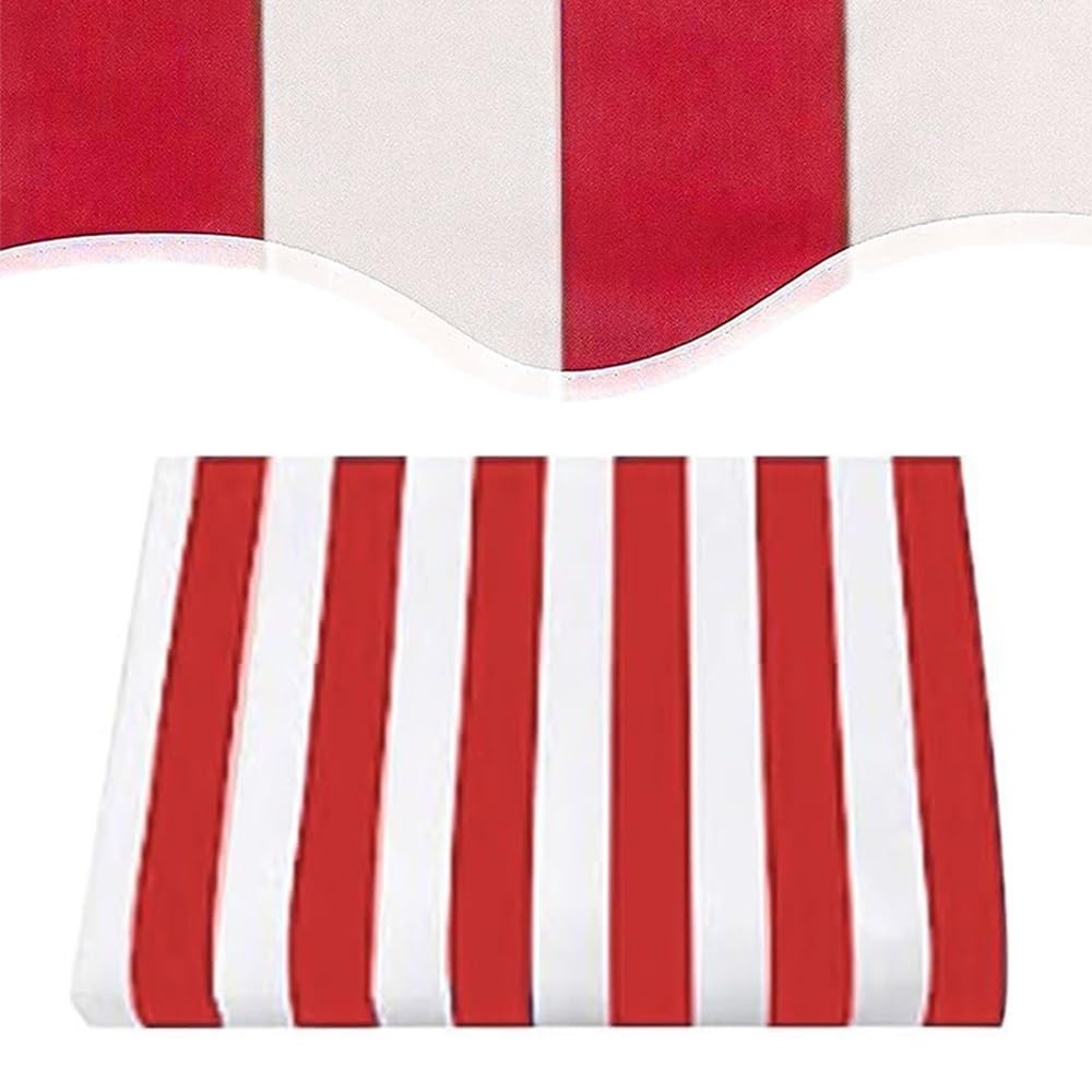ILOOXI Stripe Retractable Awning Replacement Fabric 10ft 12ft 16ft Polyester Cloth Sunshade Canopy Cover (Fabric Only) Outdoor Patio Awning Replacement Many Sizes(Red,10x8ft/300x245cm)