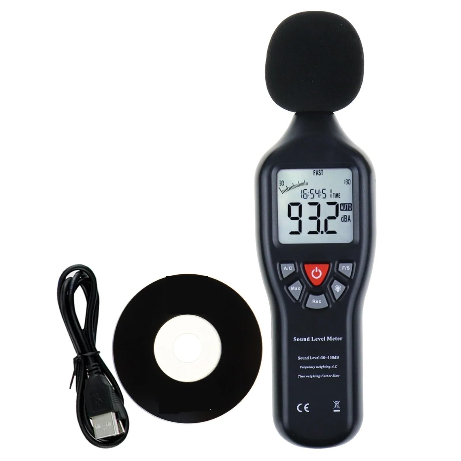 Edede One Color Decibel Meter, High Accuracy Measuring 30Db-130Db With Data Record Function Sound Level Meter With Backlit Display Compact Professional