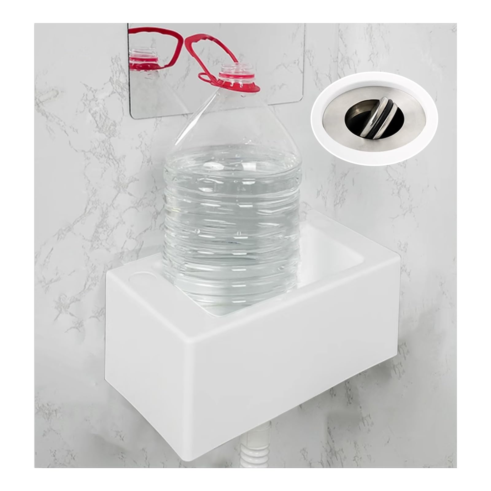 Mini lavabo de salle de bain en plastique pour caravane, camping-car, bateau,avec pompe,40x20x11cm/33.5x29x13cm(WxDxH),stable et résistant aux fissures,Blanc (B)