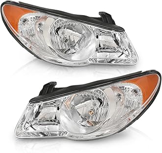 G-PLUS Headlight Assembly Halogen Pair, Fit For Elantra 2007 2008 2009 2010 Headlamp Left and Right, HY2502138 HY2503138 Clear Lens Chrome Housing