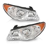 G-PLUS Headlight Assembly Halogen Pair, Fit For Elantra 2007 2008 2009 2010 Headlamp Left and Right, HY2502138 HY2503138 Clear Lens Chrome Housing