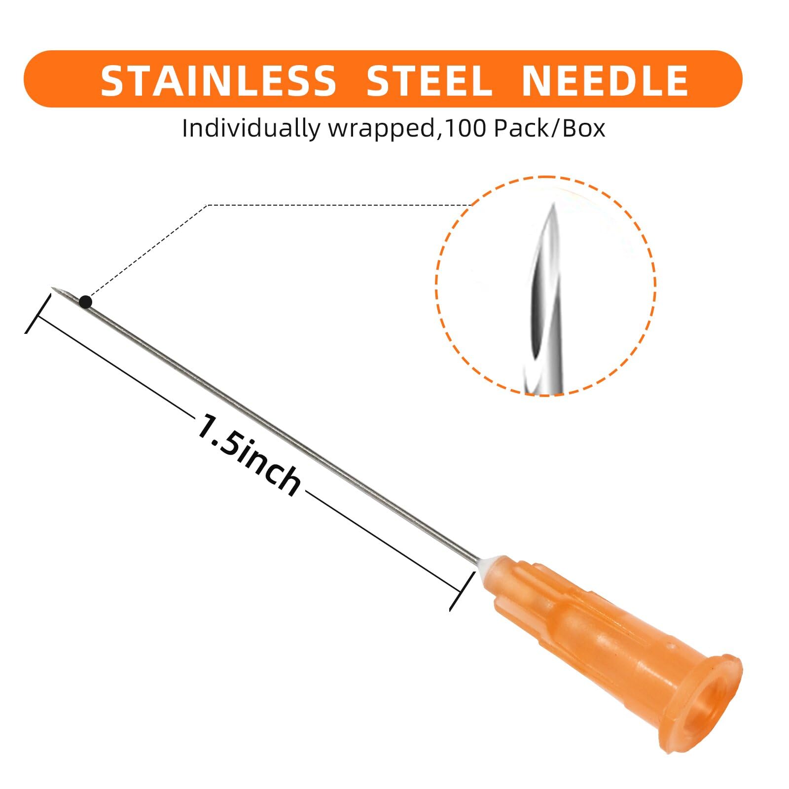 100 Pack 3ml with 25Ga 1.5inch Lab Supplies, Disposable Syringe with needle, Individually Packaged — Amazon image 4