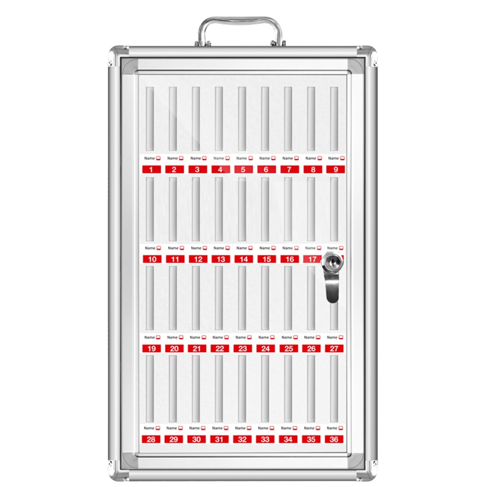 Mobile Phone Safe Deposit Box Aluminium Transparent Mobile Phone Cabinet Key Lock/Combination Lock Improve self-Control Suitable for Offices and Factories(Silver-1,36-bit)