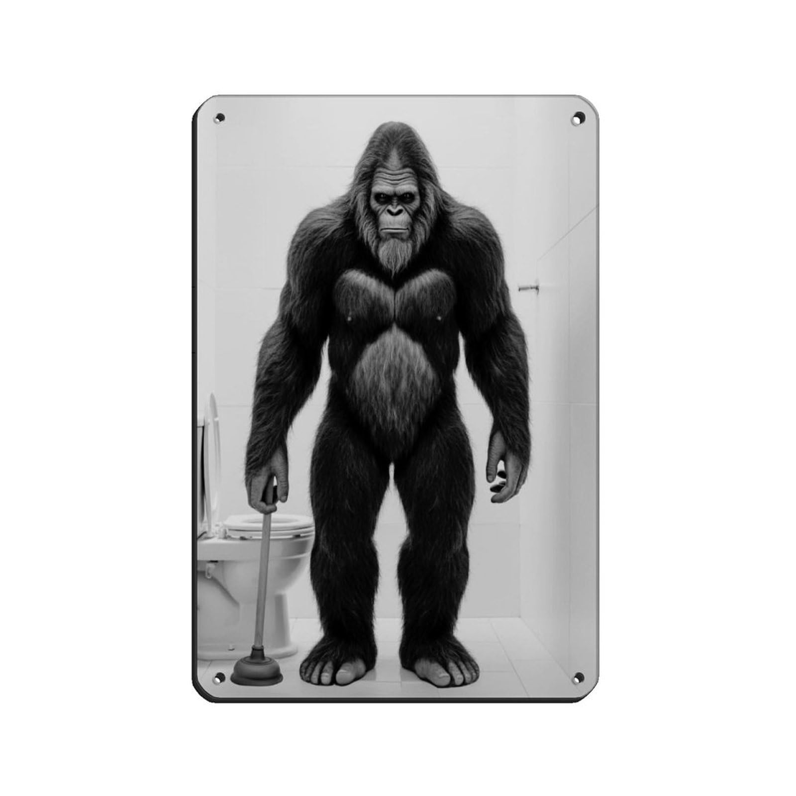 Bigfoot IBigfoot Sasquatch Bathroom Art Retro Poster Metal Tin Sign Chic Art Retro Iron Painting Bar People Cave Cafe Family Garage Poster Wall Decoration 8x12inch(20x30cm)