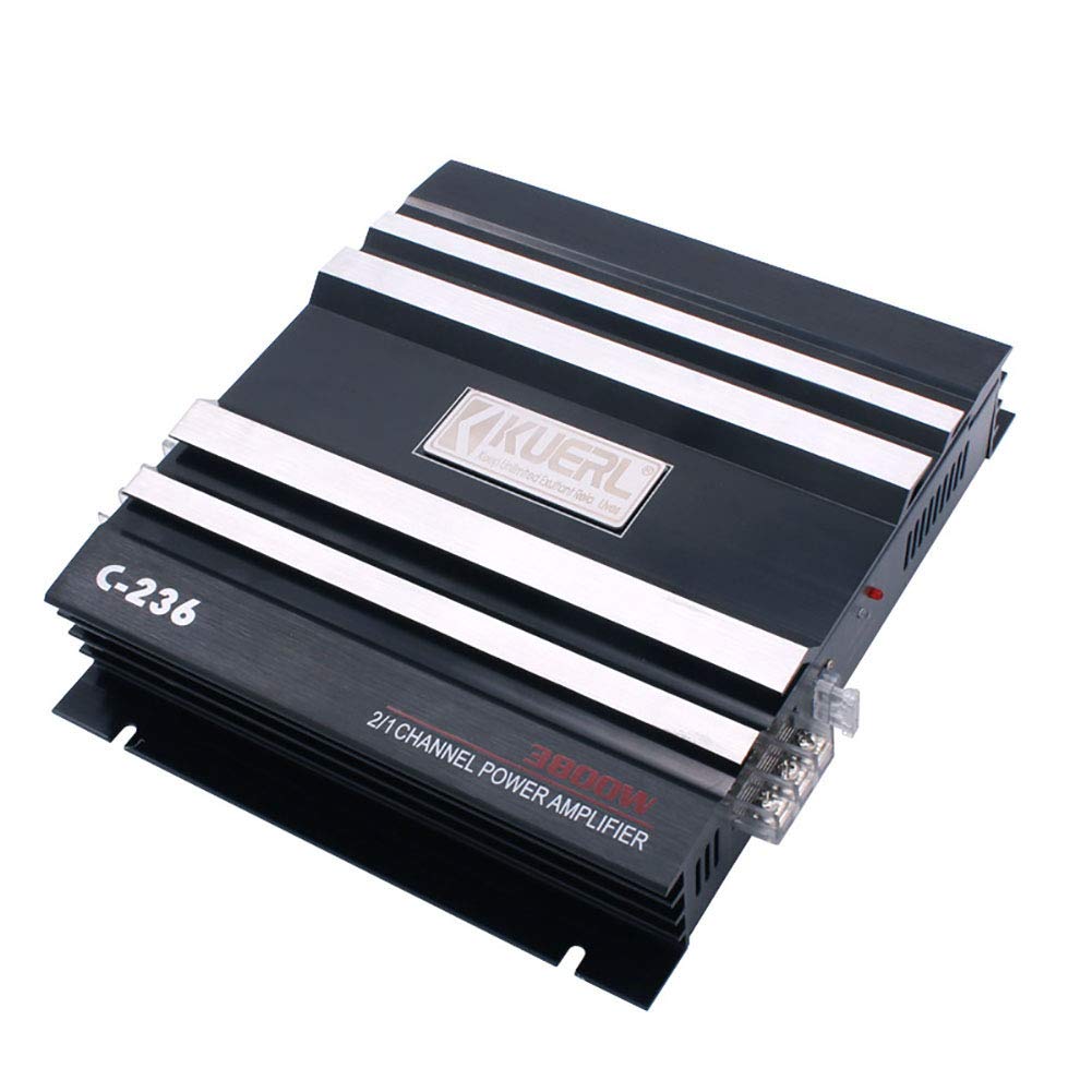 WYYHAA Car Stereo Audio Amplifier Hi-Fi, 3800W 2 Channel 12V Bass Boost, Mobile Audio, Amplifier for Car Speakers