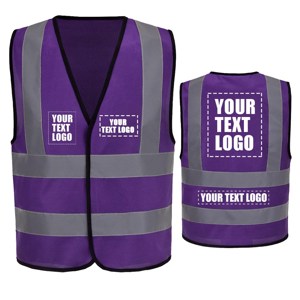 AYKRM Customization Logo L Hi viz Vests Purple Reflective Vest High Visibility hi viz vis Executive Waistcoat