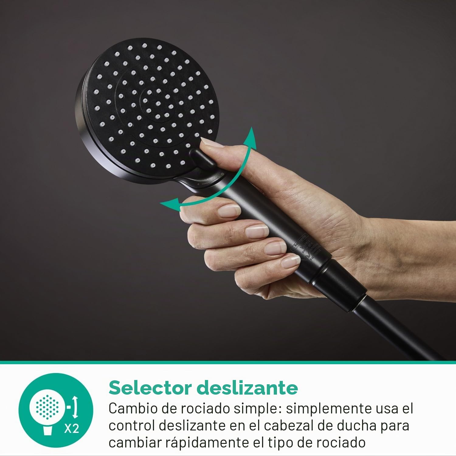 hansgrohe Vernis Blend Ducha de mano 100 Vario ahorro de agua, negro mate, 26340670