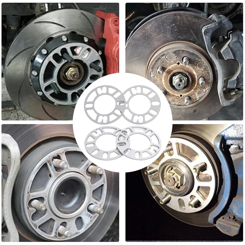 4 Pièces Entretoises Universelles pour Jantes pour Véhicule, Cales D'espacement de Roue en Alliage D'aluminium, Entretoises de Roue 5mm, Élargisseurs de Voie, Auto Accessoire