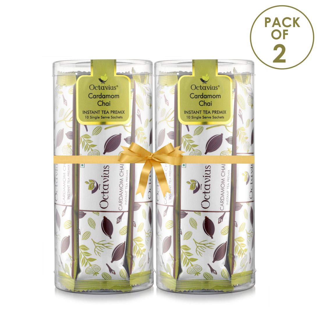 Octavius Cardamom Chai Ready Tea | Refill Pack - 10 Sachets | On the Go Instant Tea Premix | Premix Tea Powder | Easy To Prepare | Perfect For Work, Travel, Home | Elaichi Flavor Tea (Pack of 2)