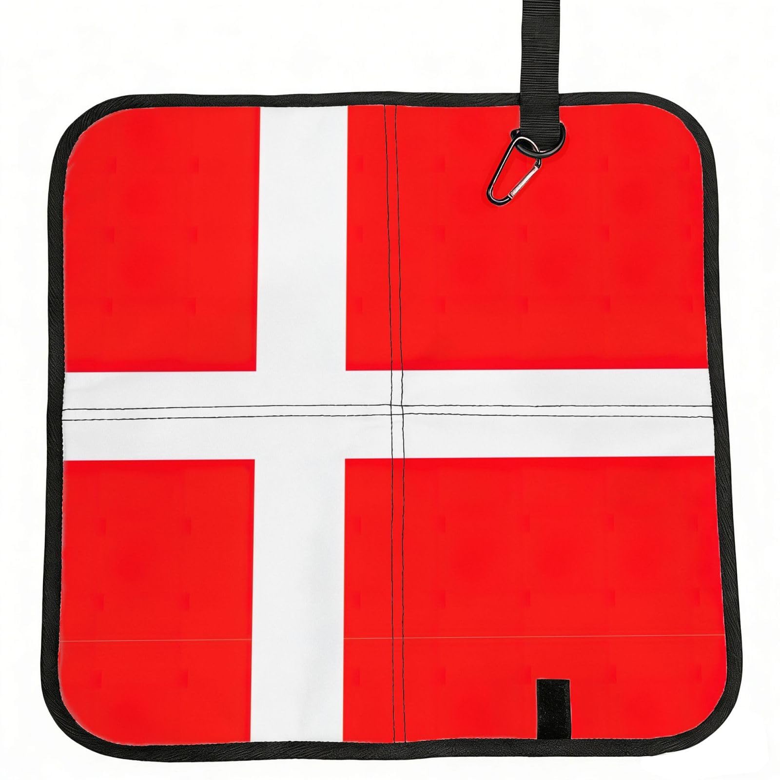 DIEzig Denmark Danish Flag Printed Compact Foldable Sitting Pad Oxford Base, Portable Cushion for Fishing Sports Events
