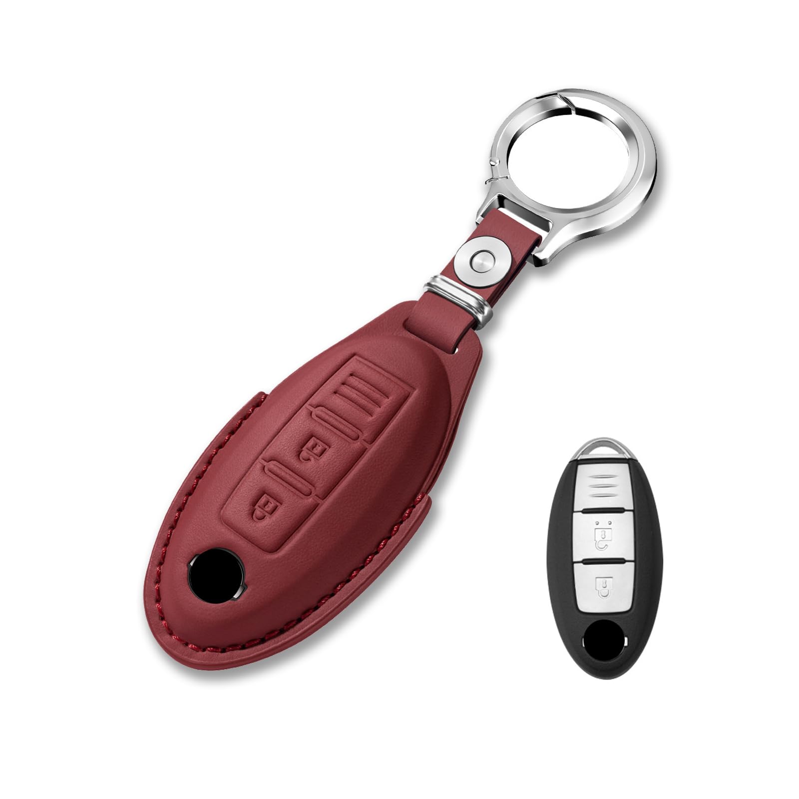 Etui na kluczyki samochodowe, skórzane, pasuje do Nissan X-Trail Qashqai 350Z, 370Z, Tiida Murano, Pathfinder, Micra, Juke, Kicks, brelok, etui na klucze, etui ochronne na klucze