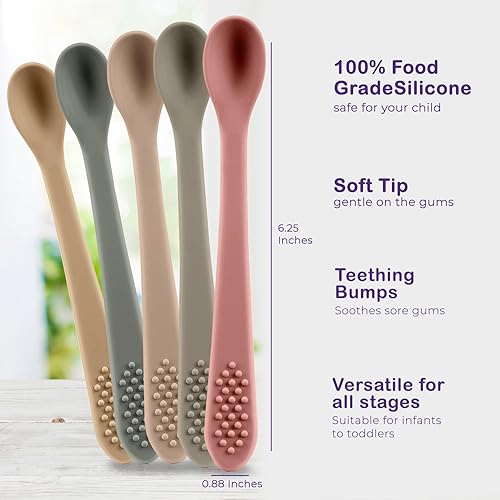 Miniatura 3 de Baby Spoons Cuchara de silicona para bebé de primera etapa - Utensilios para bebés de alimentación automática - Cucharas para bebés de primera etapa