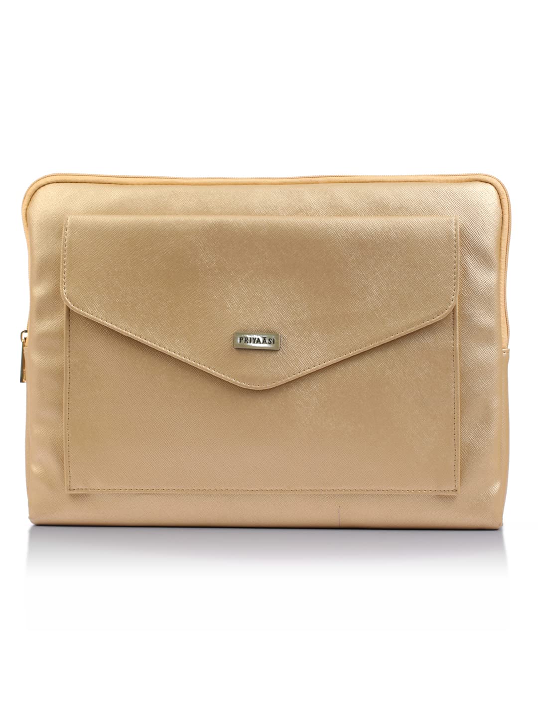 Priyaasi PU Leather Metallic Gold Solid Laptop Sleeve, Case Cover for 14 inch Laptop/MacBook – Water Resistant Laptop protection Bag Pouch with Zipper Closure for Men, Women (B0B6CLH694) Amazon Price History, Amazon Price Tracker