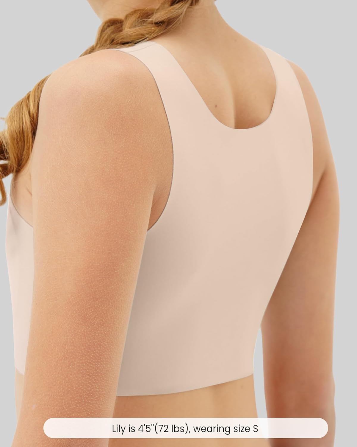 Girls Soft Training Bras 7-12 Seamless First Bra Girls Sports Bras Longline Crop - No Pads, Chest Double Lined - Image 3