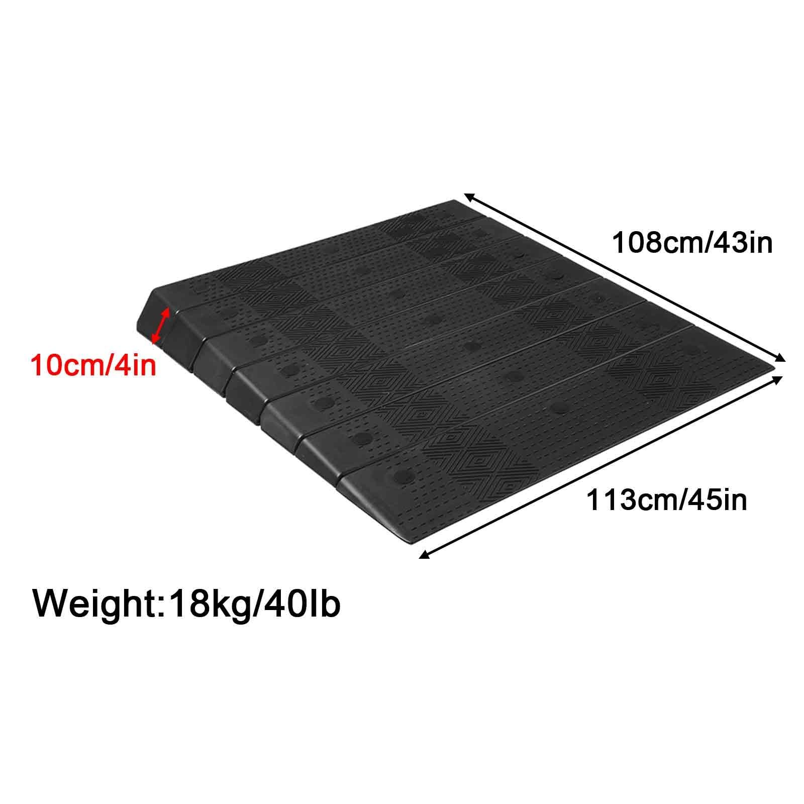 Rampa Bordillo de 2-10 cm de Alto, Capacidad de 500 Kg, 113 cm, Rampa Portátiles Antideslizantes de Acceso Modular, para Sillas de Ruedas, Scooters
