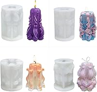 Vista 4 de Molde de vela cilíndrica 3D, molde de silicona para hacer velas, velas de pilar, molde de resina epoxi, moldes de fundición de resina epoxi, velas