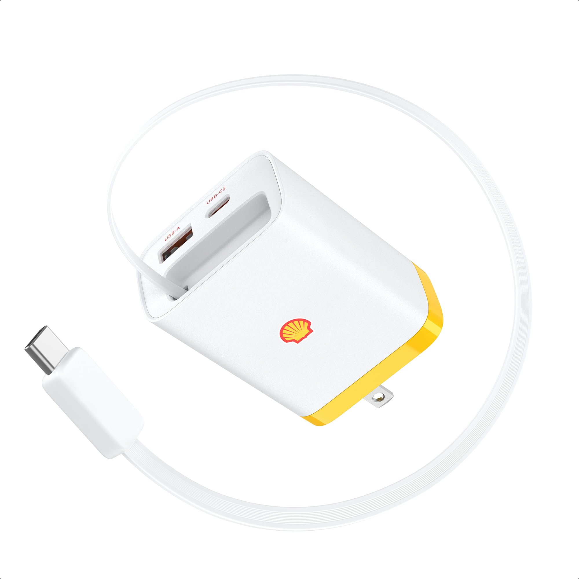 Amazon.co.jp: Shell 巻き取り式 充電器 65W 3ポート ケーブル内蔵