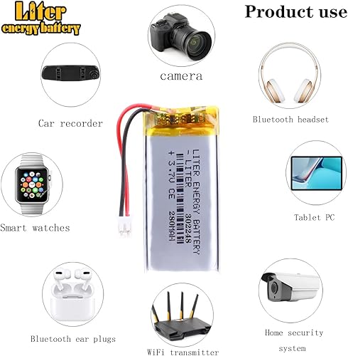 Miniatura 5 de Litro 3.7V 280mAh 302248 Lipo batería recargable de polímero de litio batería de iones con conector JST 0.079 in