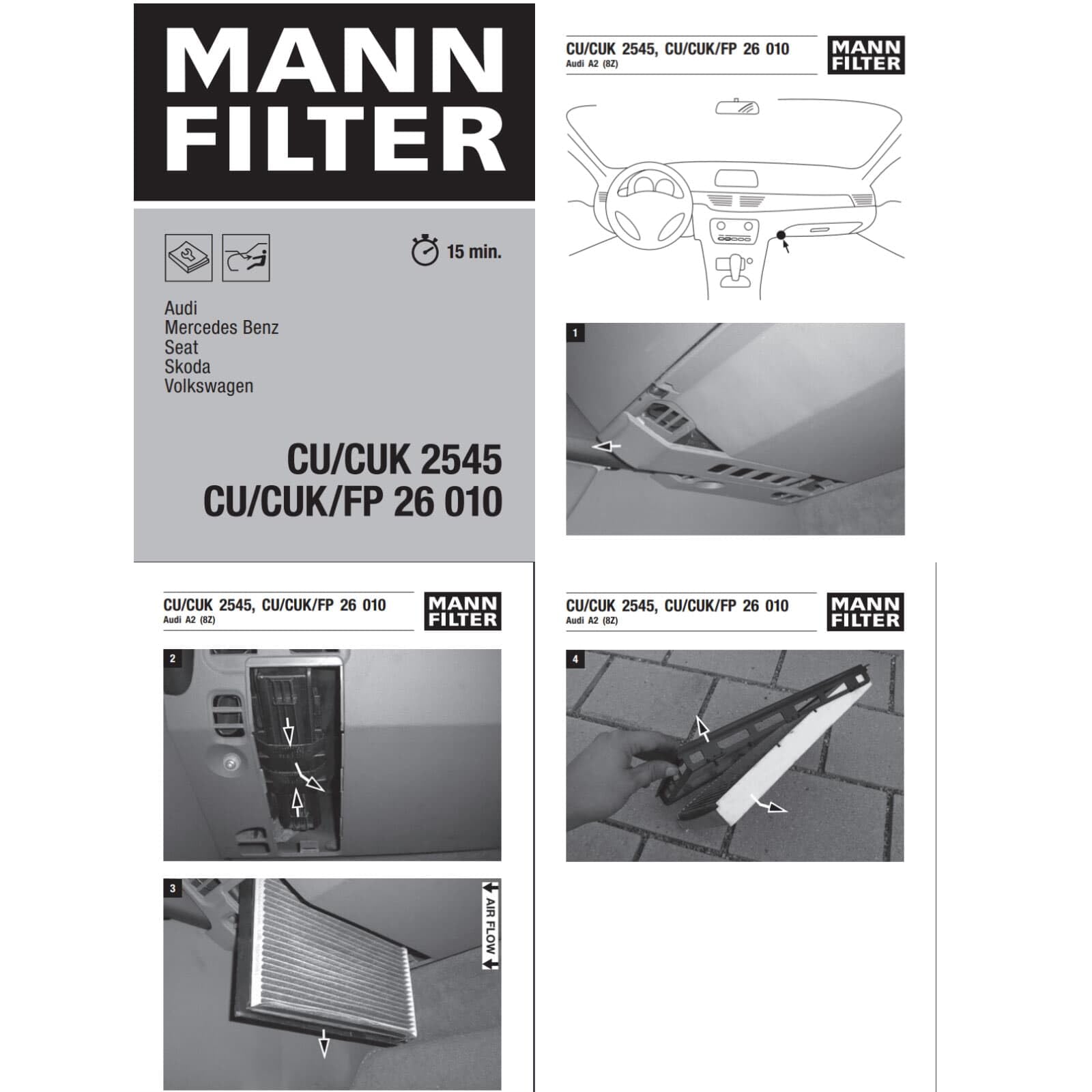 Mann Inspektionspaket+5L Mannol Nrg 5W-30 Öl | CUK26010+C15008+W712/94+588.670.001+Mn+0242240665 passend für A1 Polo 6R1 Tsi