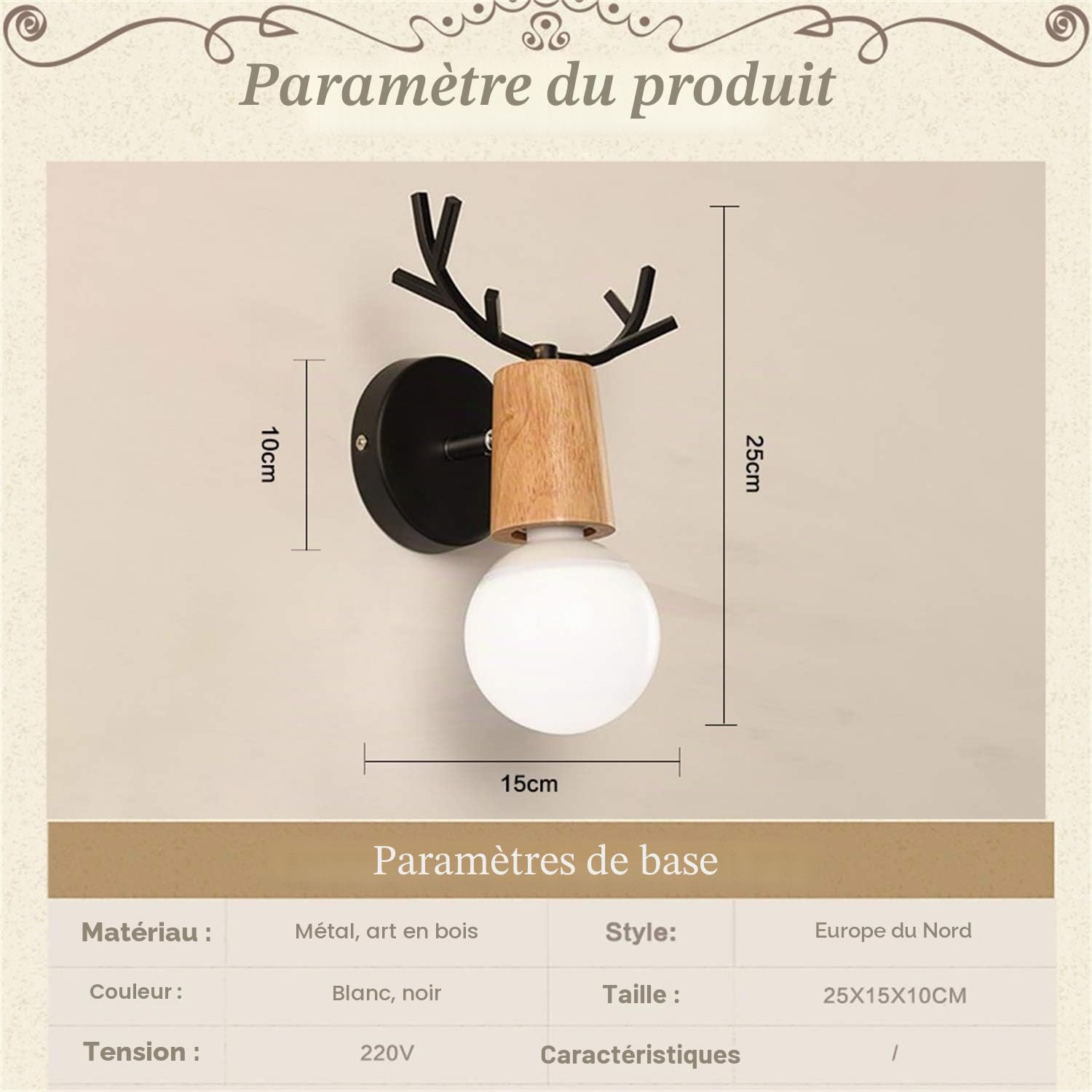 E27 Applique Murale Luminaire Lampe Murale Enfant Deco Noel Créatif Antlers Cerf Forme Luminaires lampe Pour Chambre, Salon,Couloir, Escaliers.