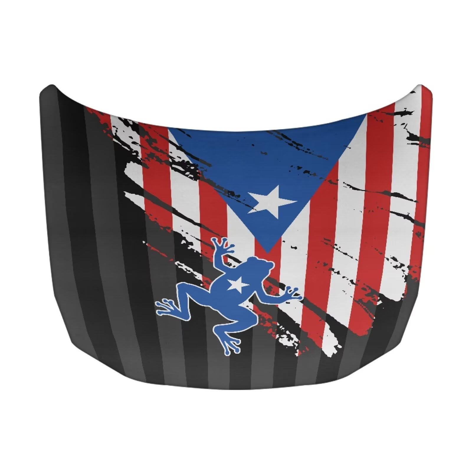 Puerto Rico Flag Coqui Frog Print Car Hood Cover Protector for SUV Sedans Trucks 59×39 Inch Stretchable Car Hood Wrap Blankets Waterproof Sun Proof Auto Patriotic Decorations