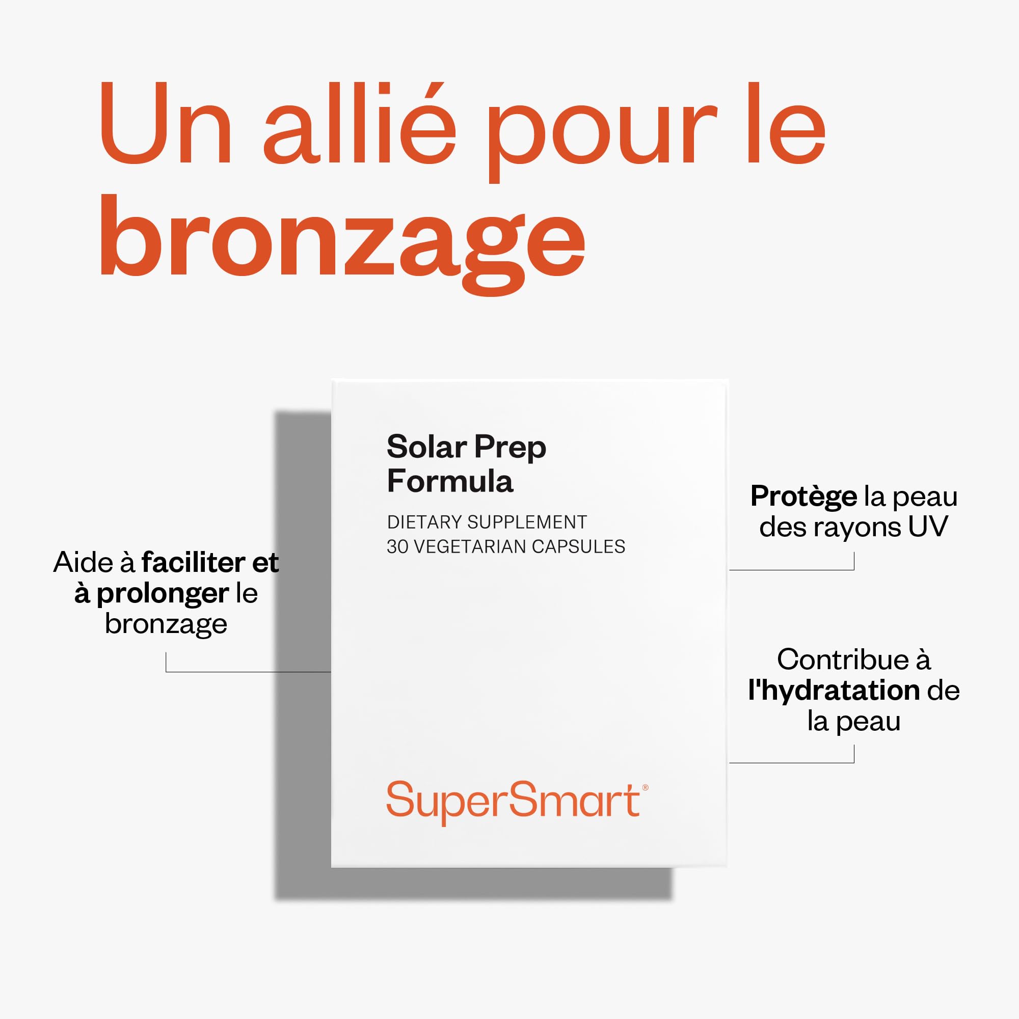 Solar Prep Formula - Facilite et Prolonge le Bronzage - Vegan - SuperSmart | Gélules Bronzage Les Plus Complètes - Autobronzant Naturel - Protection des UV - Nutroxsun®, extrait étudié cliniquement