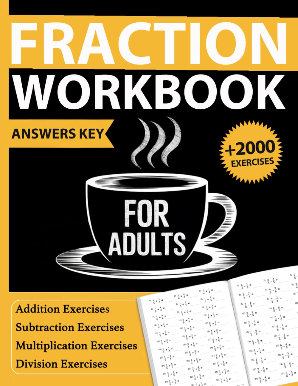 Fraction Workbook For Adults With Addition, Subtraction, Multiplication, Division Exercises With Answers: Math Practice Workbook For Adults and ... - Fractions Activity Worksheets For Adults