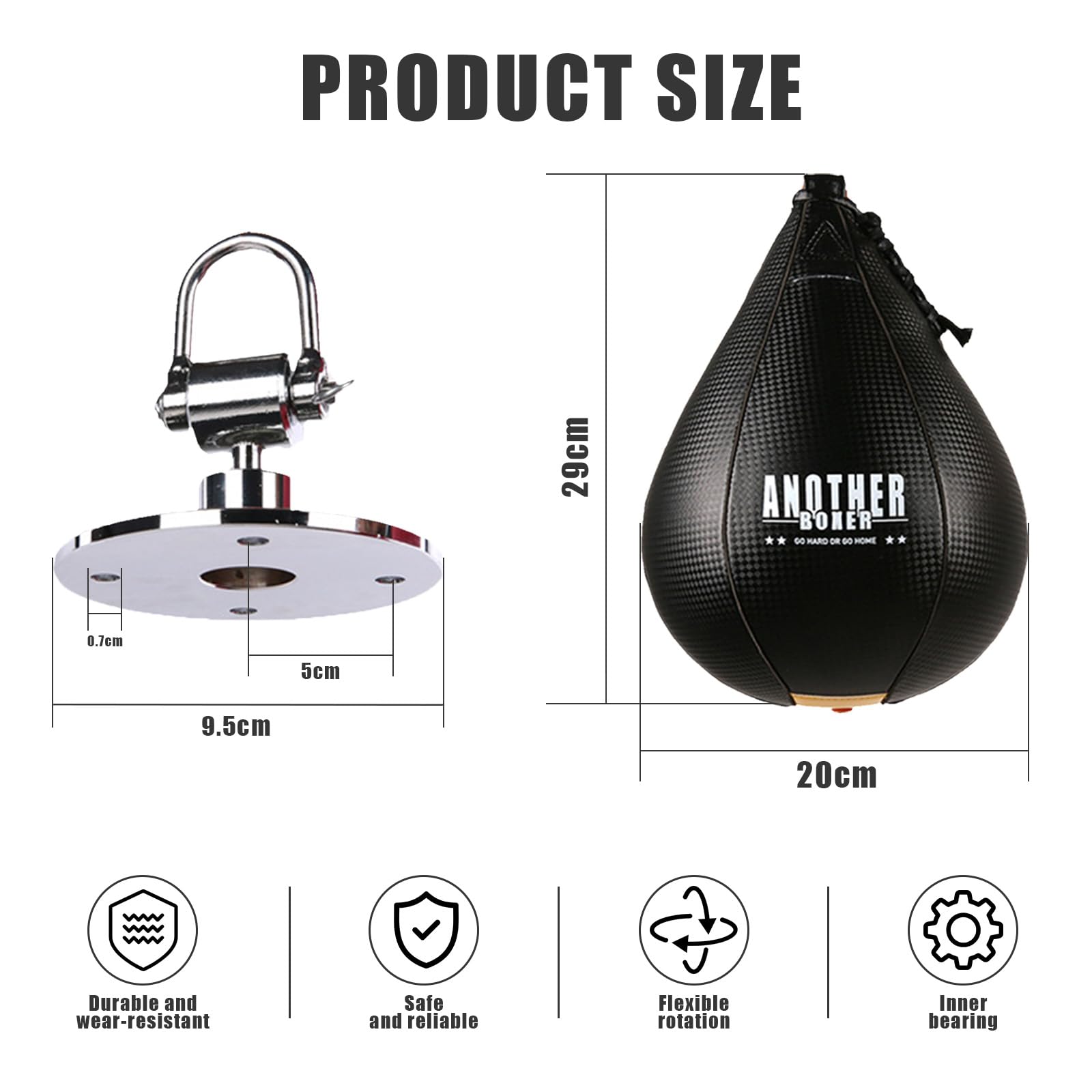 Sacco da Boxe,Sacco Boxe,Sacco da Box con Girello,Pera Veloce Boxe in Pelle Appese con Vescica in Lattice per MMA,Muay Thai,Boxe,Kickboxing,Fitness