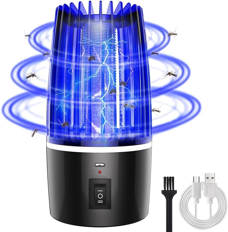 yotutun Lámpara Antimosquitos Eléctrico, Mata Mosquitos UV 365nm Luz Atrapa 2 en 1 Portátil Mosquitos Silencios Atrapa Moscas Antimosquitos Electrico para Interiores Exteriores Cámping