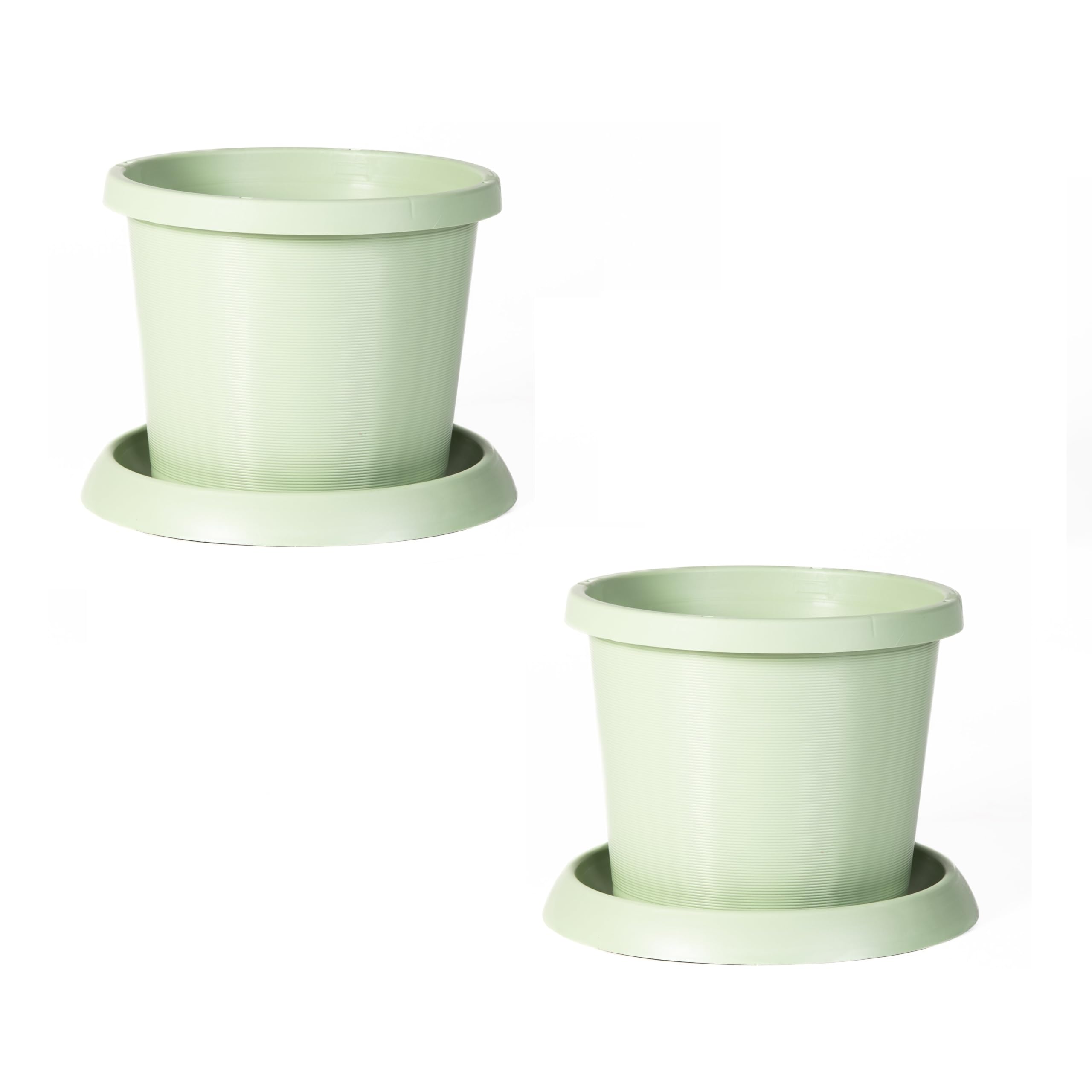 Garden Gear Pistachio Green Flowerpot With Saucer, 42Cm, Weatherproof Recycled Plastic, Drainage Holes (2)